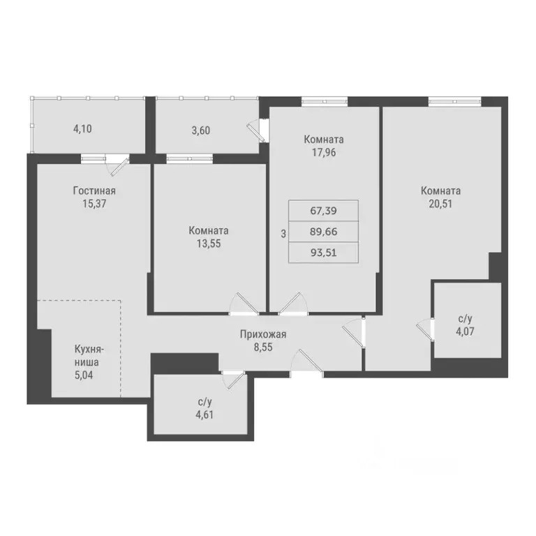 3-к кв. Ханты-Мансийский АО, Сургут 51-й мкр, Сити Парк жилой комплекс ... - Фото 1