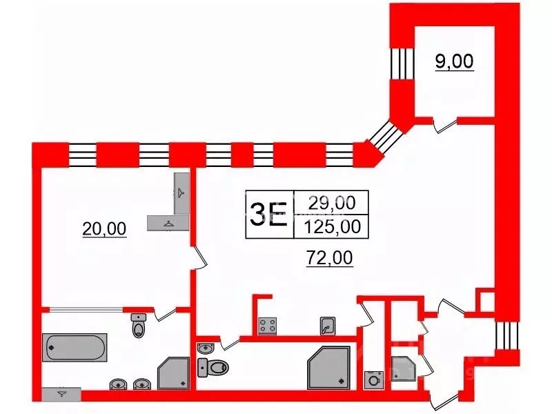 3-к кв. Санкт-Петербург Гангутская ул., 10 (125.0 м) - Фото 1