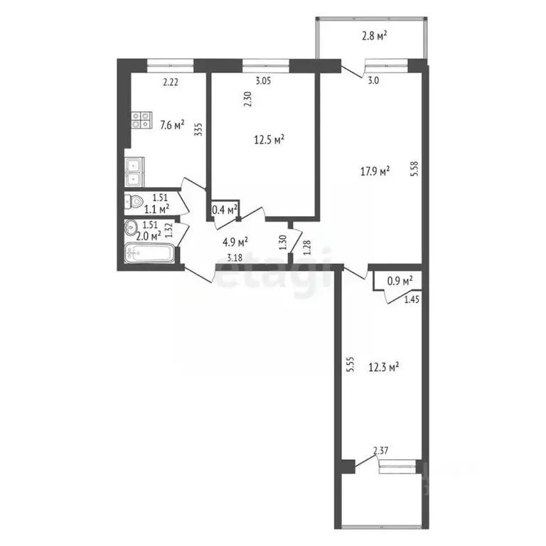 3-к кв. Самарская область, Самара ул. Георгия Димитрова, 81 (62.4 м) - Фото 1