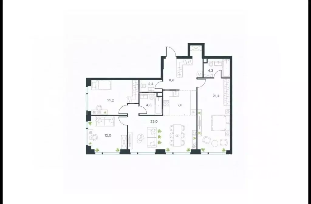 4-к кв. Москва Озерная ул., 1к2/4 (103.7 м) - Фото 2