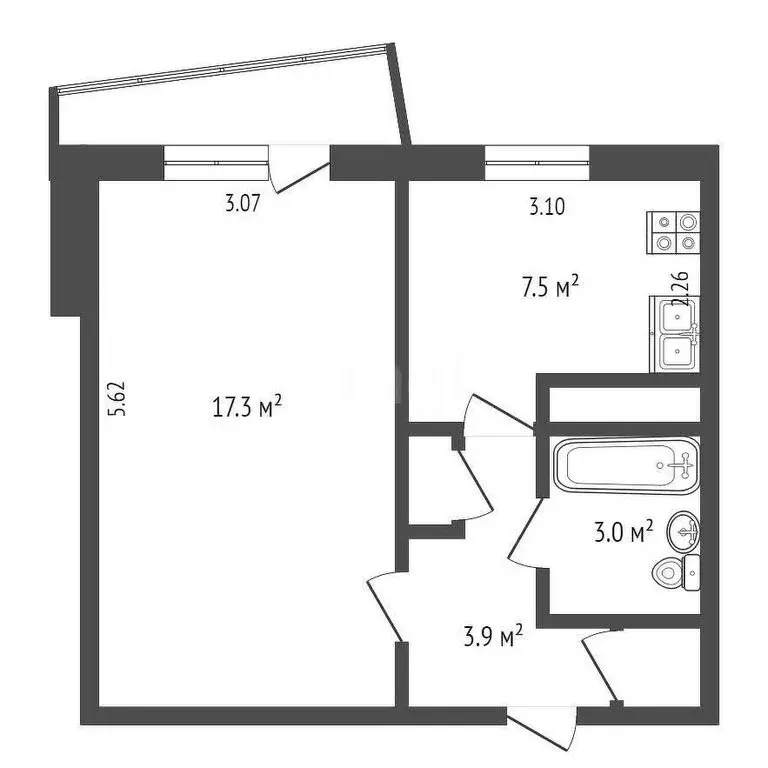 1-комнатная квартира: Орёл, Комсомольская улица, 284 (33 м) - Фото 0
