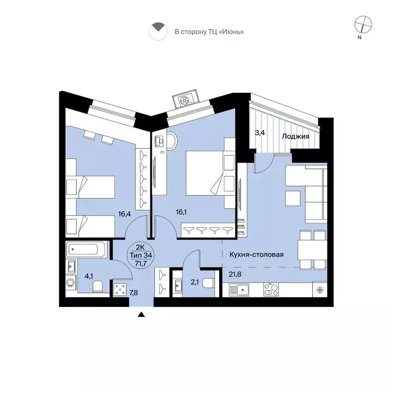 2-к кв. Коми, Сыктывкар Октябрьский просп., 137 (71.7 м) - Фото 1