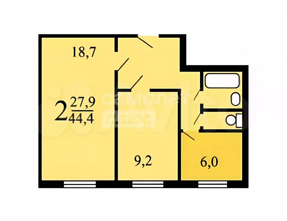 2-к. квартира, 50 м, 7/9 эт. - Фото 0