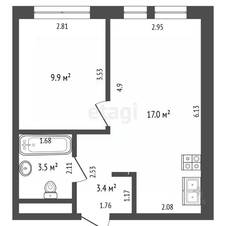 2-к кв. Москва просп. Новосередневский, 17к1 (33.8 м) - Фото 2