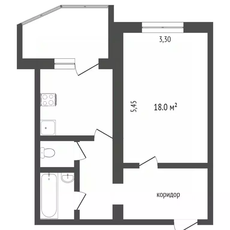 1-к кв. Ханты-Мансийский АО, Сургут Югорская ул., 40/1 (41.6 м) - Фото 1