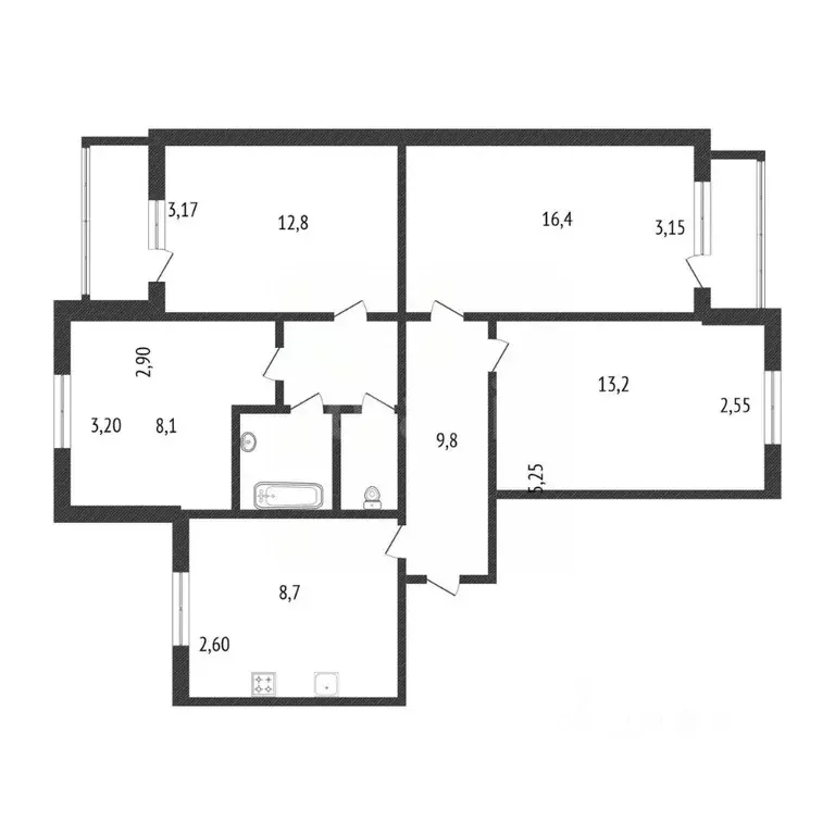 4-к кв. Белгородская область, Белгород ул. Щорса, 46 (76.4 м) - Фото 2