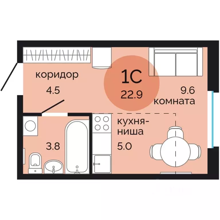 Студия Пермский край, Пермь Краснова мкр, Красное яблоко жилой ... - Фото 0