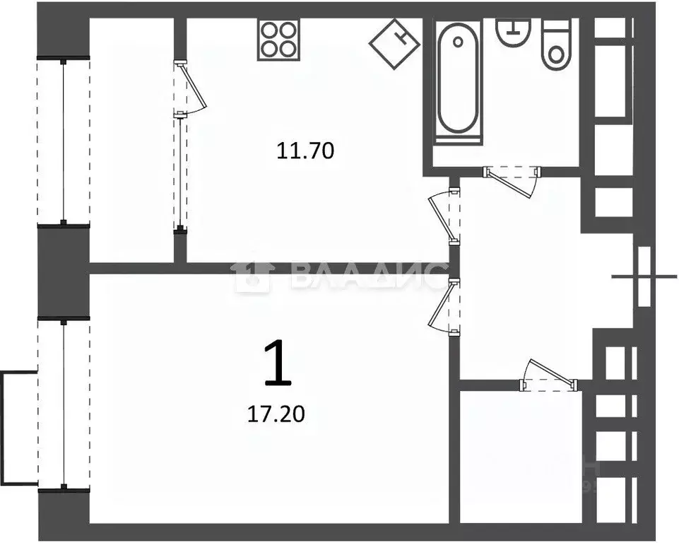 1-к кв. Москва Клинская ул., 2А (42.6 м) - Фото 1