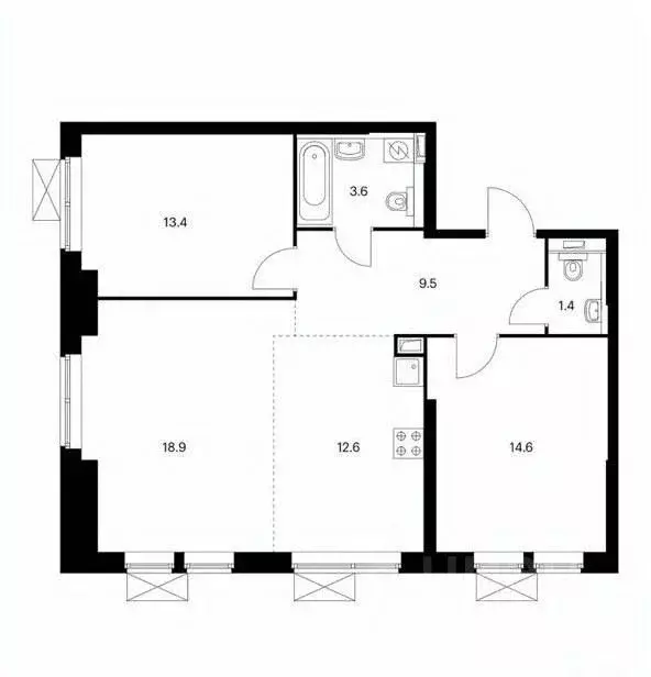 3-к кв. Москва Новохохловская ул., 15к1 (74.0 м) - Фото 2