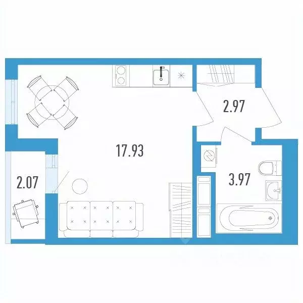 Студия Санкт-Петербург пос. Шушары, просп. Старорусский, 3к1 (25.91 м) - Фото 0