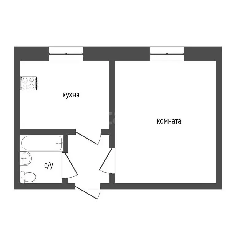 1-комнатная квартира: Курган, улица Дзержинского, 18с1 (24.1 м) - Фото 1