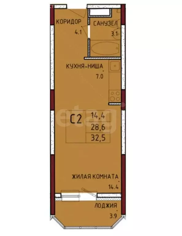 Квартира-студия: Осиновая Гора, улица Аркадия Шипунова, 1 (32.5 м) - Фото 0