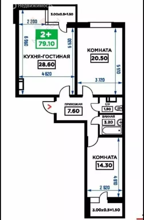 3-комнатная квартира: Краснодар, Дубравная улица, 1 (80 м) - Фото 0