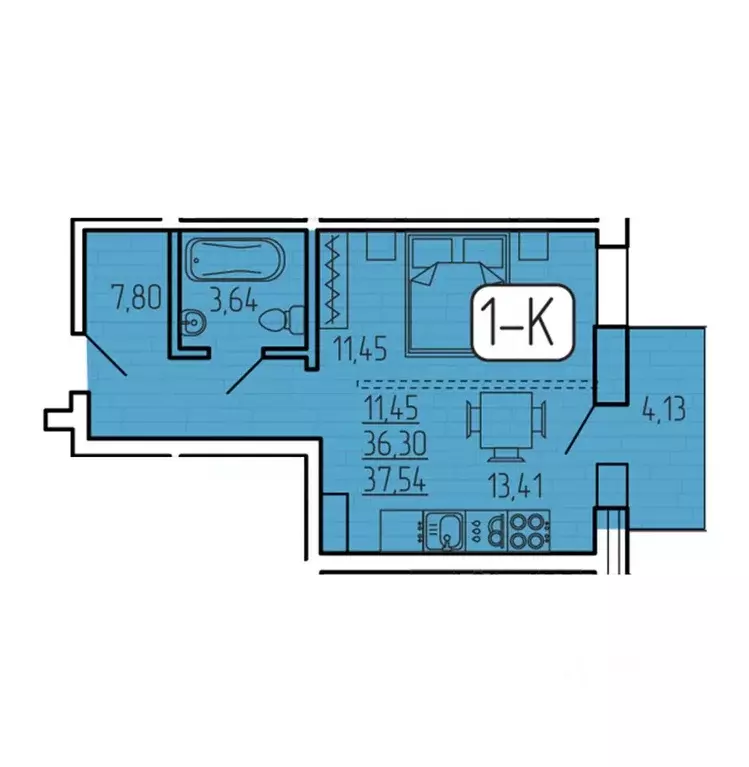 1-к кв. Бурятия, Улан-Удэ 140А мкр,  (37.54 м) - Фото 1