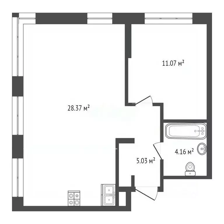 2-к кв. Тюменская область, Тюмень ул. Новоселов, 90 (48.63 м) - Фото 2
