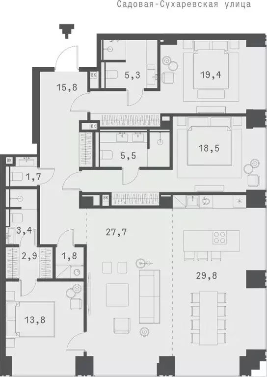 2-к кв. Москва Садовая-Сухаревская ул., 14 (120.08 м) - Фото 0