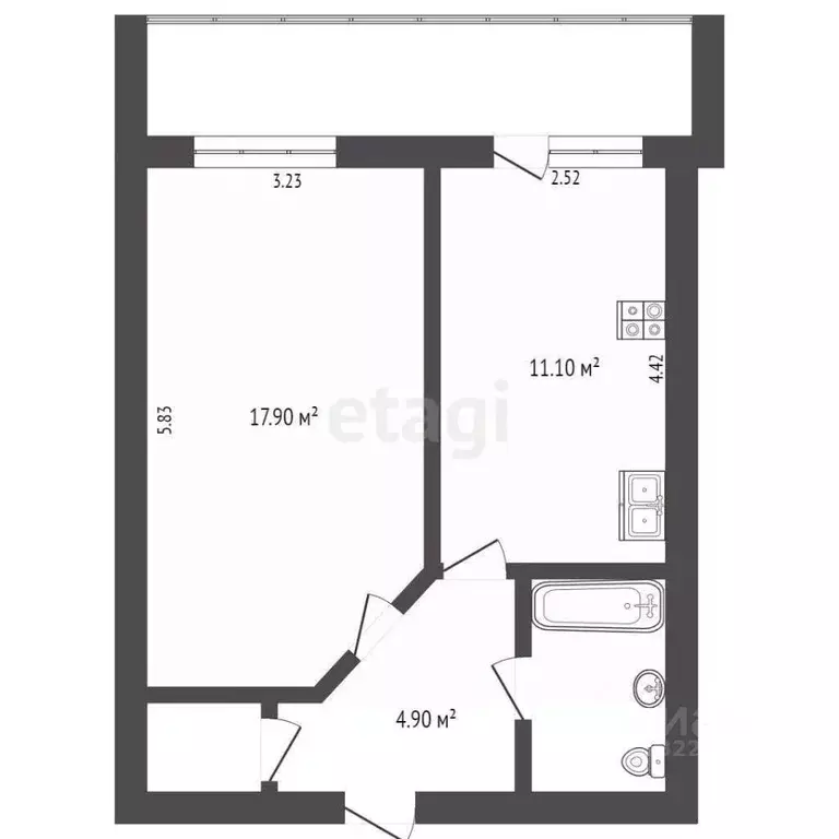 1-к кв. Вологодская область, Вологда Ленинградская ул., 136 (48.0 м) - Фото 2