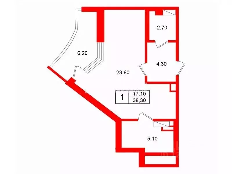 1-к кв. Санкт-Петербург Петровский просп., 24к3 (38.3 м) - Фото 2