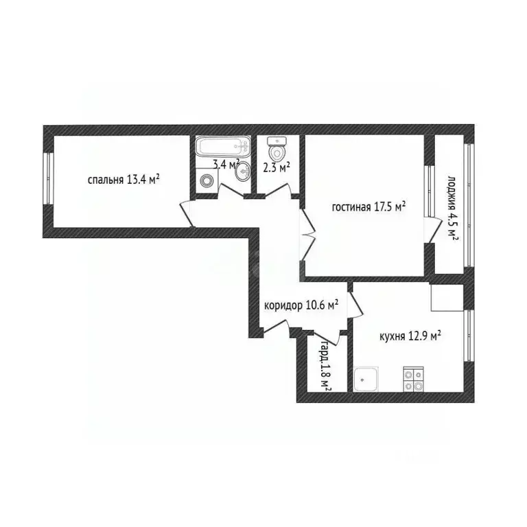 2-к кв. Смоленская область, Смоленск ул. Рыленкова, 32А (62.8 м) - Фото 2