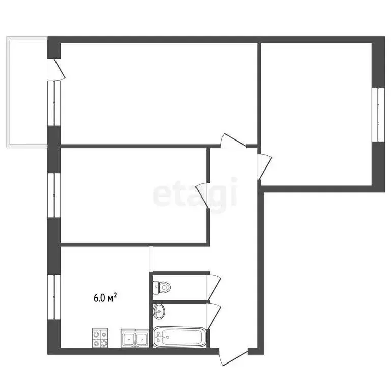 3-комнатная квартира: Дмитров, Загорская улица, 32 (60.7 м) - Фото 1