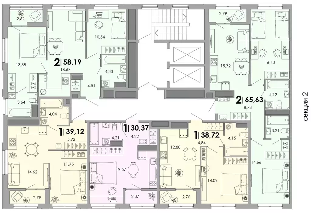 1-к кв. Владимирская область, Владимир Уно жилой комплекс (38.72 м) - Фото 2