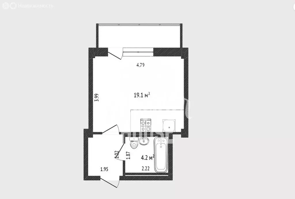 1-комнатная квартира: Тюмень, улица Константина Посьета, 4к1 (27 м) - Фото 0