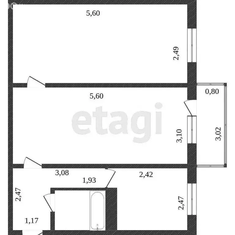 2-комнатная квартира: Абакан, улица Некрасова, 6 (43.6 м) - Фото 0