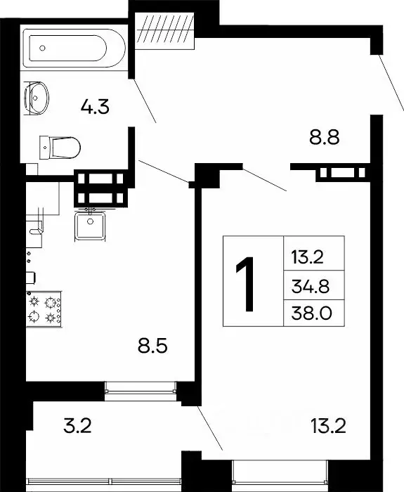 1-к кв. Крым, Феодосия ш. Симферопольское, 48к1 (38.0 м) - Фото 0