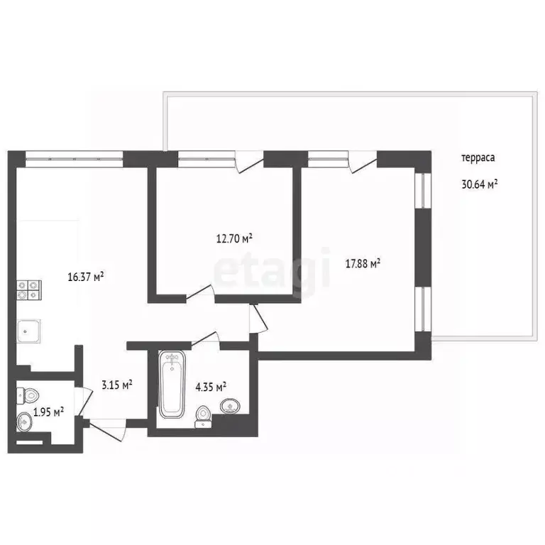 2-к кв. Тюменская область, Тюмень Тарманы мкр, ул. Малышева, 31к1 ... - Фото 1