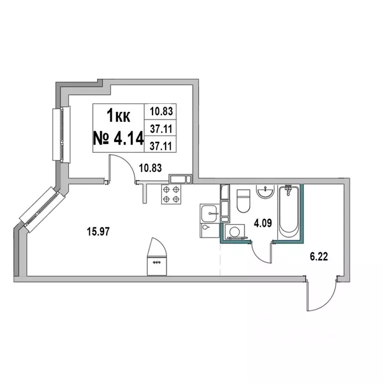 1-к кв. Ленинградская область, Выборг ул. 2-я Южная, 4 (37.11 м) - Фото 1