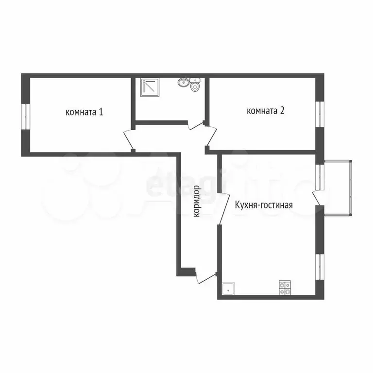 2-к. квартира, 58 м, 2/5 эт. - Фото 0