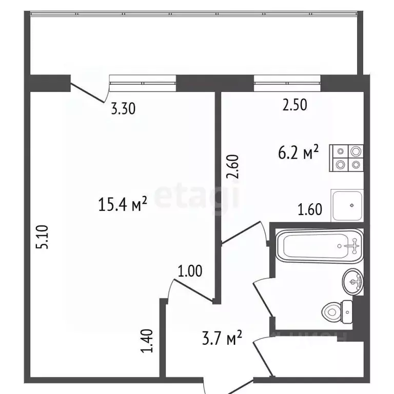 1-к кв. Татарстан, Набережные Челны ул. Шамиля Усманова, 129 (29.0 м) - Фото 1
