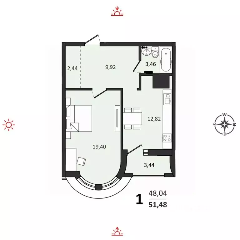 1-к кв. Хабаровский край, Хабаровск ул. Быстринская, 2 (51.48 м) - Фото 0