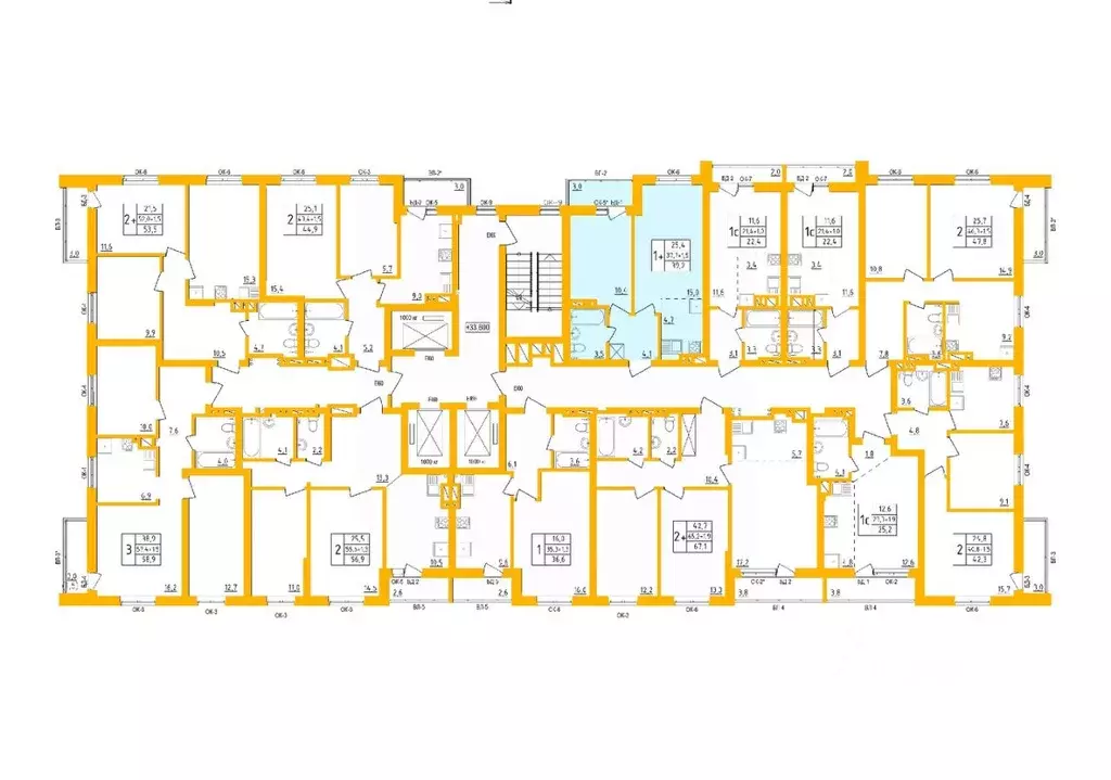 1-к кв. Башкортостан, Уфа Инорс-4Б мкр, Акварель жилой комплекс (39.0 ... - Фото 2