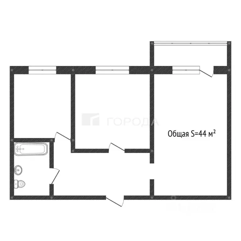 2-к кв. Кемеровская область, Новокузнецк ул. Новоселов, 5 (44.0 м) - Фото 2