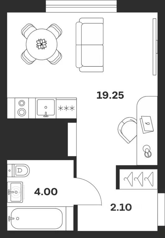 Студия Тульская область, Тула ул. Академика Насоновой, 18 (25.35 м) - Фото 1