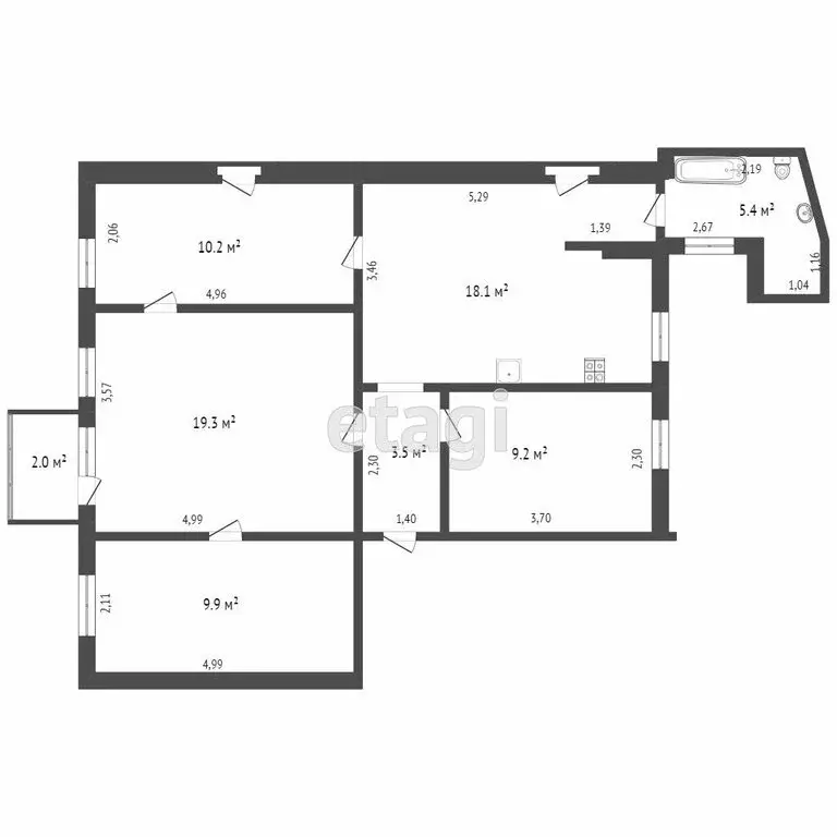 4-комнатная квартира: Ростов-на-Дону, Тургеневская улица, 5 (80 м) - Фото 0