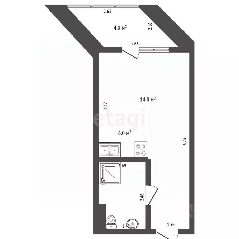 Студия Севастополь ул. Челнокова, 19Ак2 (22.9 м) - Фото 1