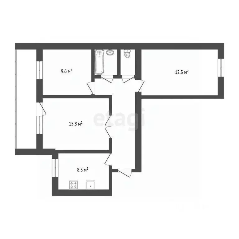 3-к кв. Тюменская область, Тюмень Депутатская ул., 129 (59.9 м) - Фото 2