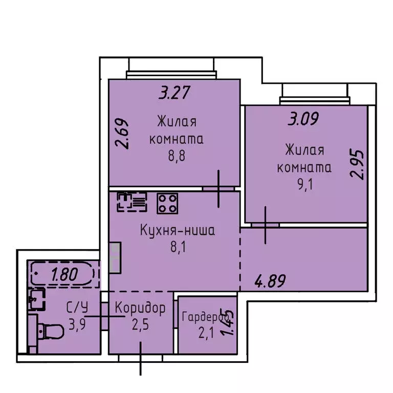 2-комнатная квартира: Иркутск, Култукская улица, 16 (39.6 м) - Фото 0