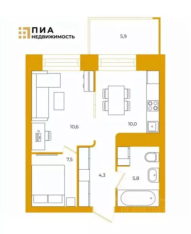 1-к кв. Санкт-Петербург 5-й Предпортовый проезд, 2 (39.4 м) - Фото 1