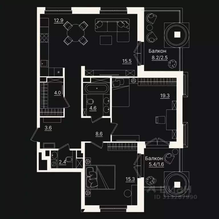 3-к кв. Тюменская область, Тюмень ул. Щербакова, 2к3 (99.7 м) - Фото 1
