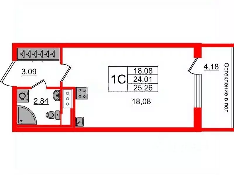 Квартира, студия, 24 м - Фото 2