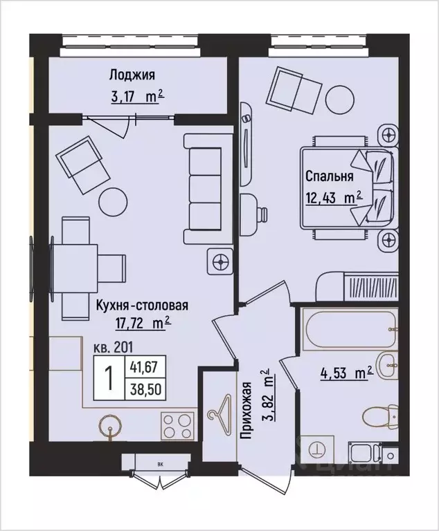 1-к кв. Нижегородская область, Нижний Новгород Литературная ул., 5 ... - Фото 1