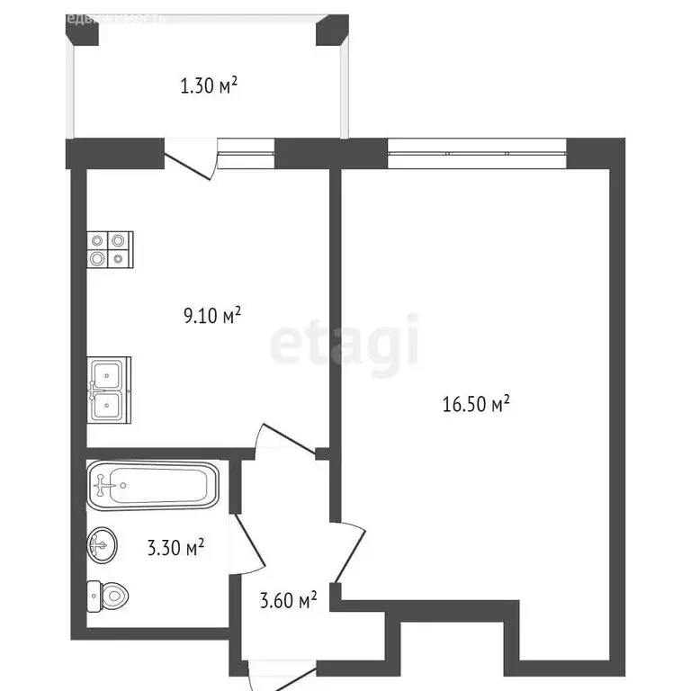 1-комнатная квартира: село Сукко, Мирная улица, 11к1 (33.2 м) - Фото 0