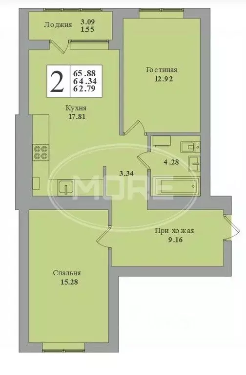 2-к кв. Калининградская область, Калининград Минусинская ул., 7 (65.88 ... - Фото 1