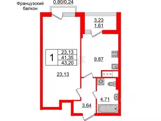 1-к кв. Санкт-Петербург просп. Энергетиков, 2к1 (42.17 м) - Фото 0