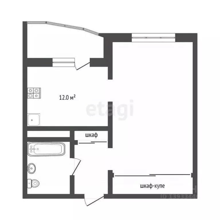 1-к кв. Тюменская область, Тюмень ул. Константина Посьета, 11к1 (41.0 ... - Фото 1