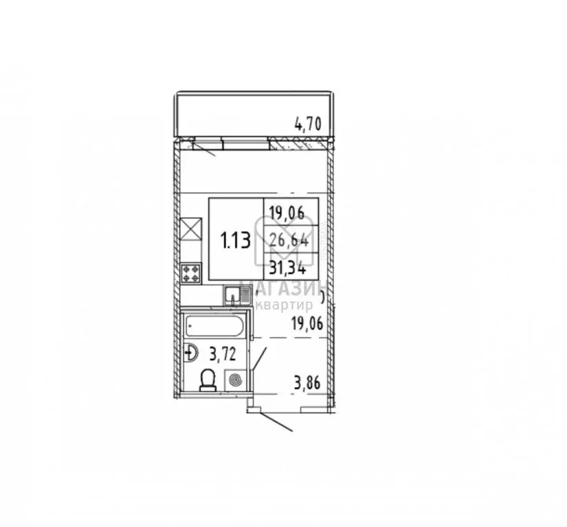 Квартира-студия: Бугры, Тихая улица, 5к3 (28.05 м) - Фото 0