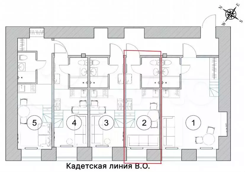 Доля в квартира-студии, 17,1м, 2/4эт. - Фото 1